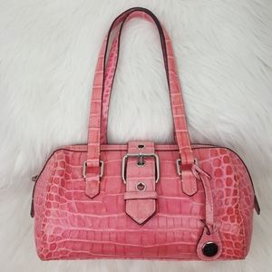 Dooney & Bourke Pink Croc Leather Barrel Handbag